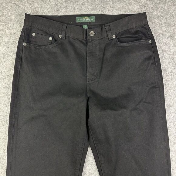 Lauren Ralph Lauren LRL Jeans Womens 10 Black Classic Bootcut Flap Pockets Boho - Picture 2 of 15